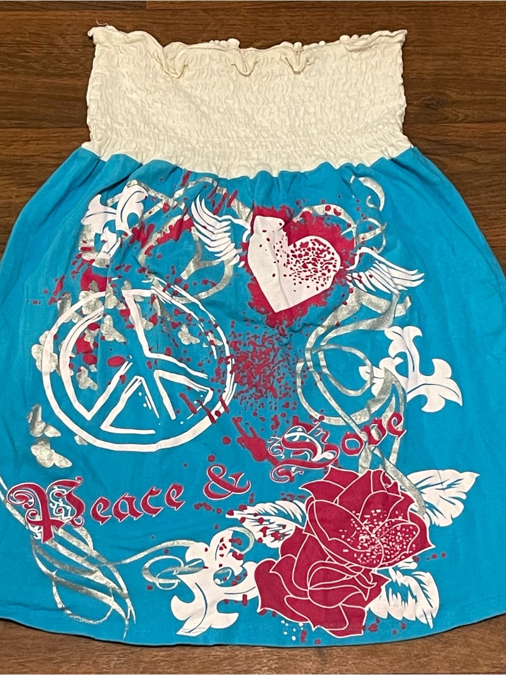 Y2K Tube Babydoll Peace & Love Shirt Size Small